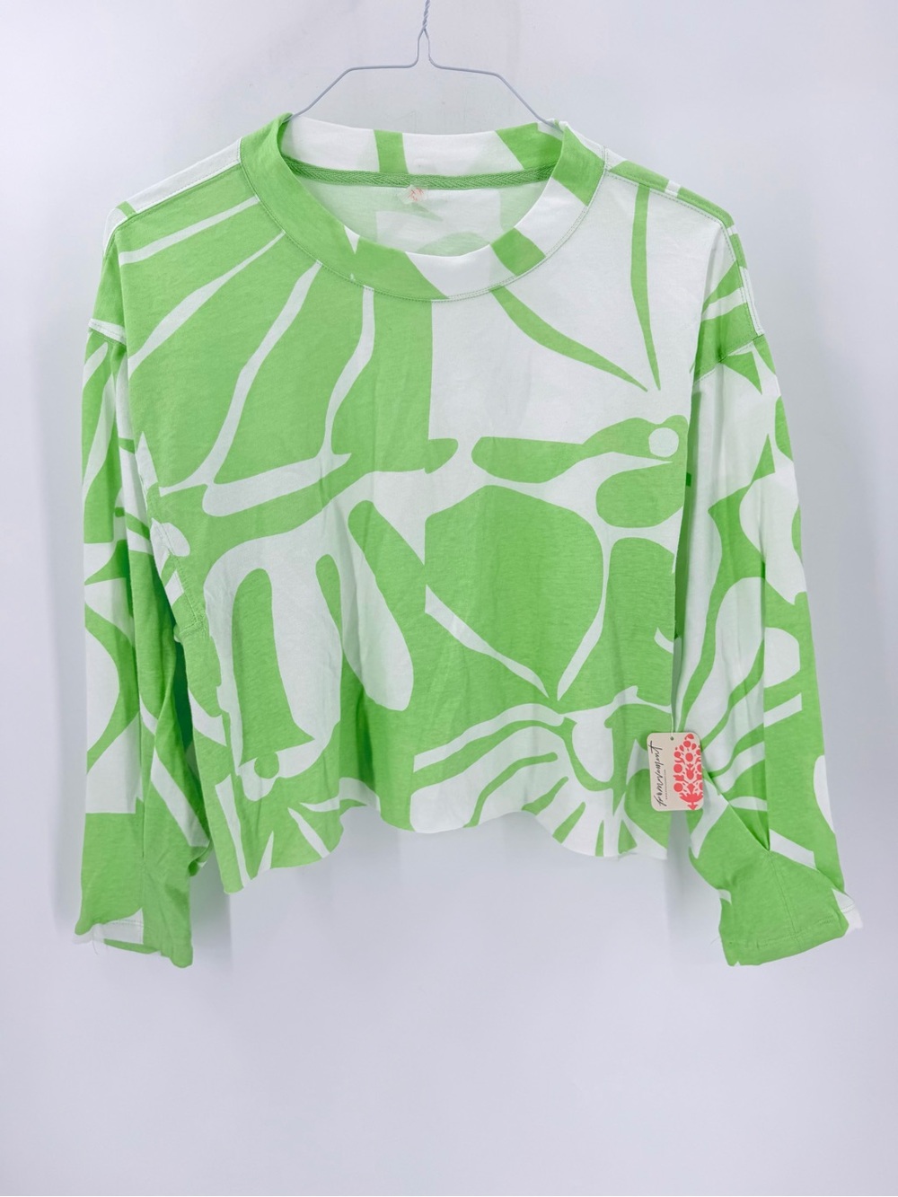 Free People Movement Full Bloom Neon Raw Hem Long Sleeve Athleisure Lounge Top - Picture 2 of 8
